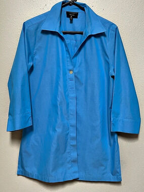 Foxcroft Women's Blue Button Down Size 12